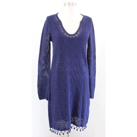 chinese dress ladies Beige Knit Dress Long Sleeve Crochet main image 1